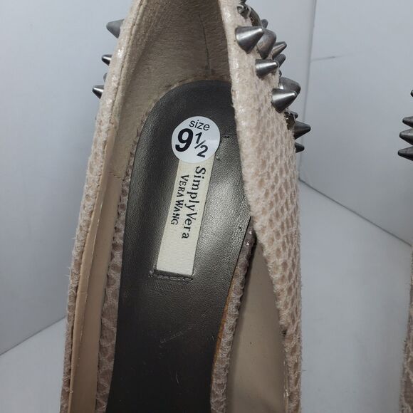 Simply Vera Wang Sz 9.5 Platform Faux Snakeskin Beige Pumps Spike Heels Glam - Picture 4 of 9